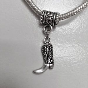 “COWBOY BOOTS” Silver Plated Dangling Charm For European Style Charm Bracelets